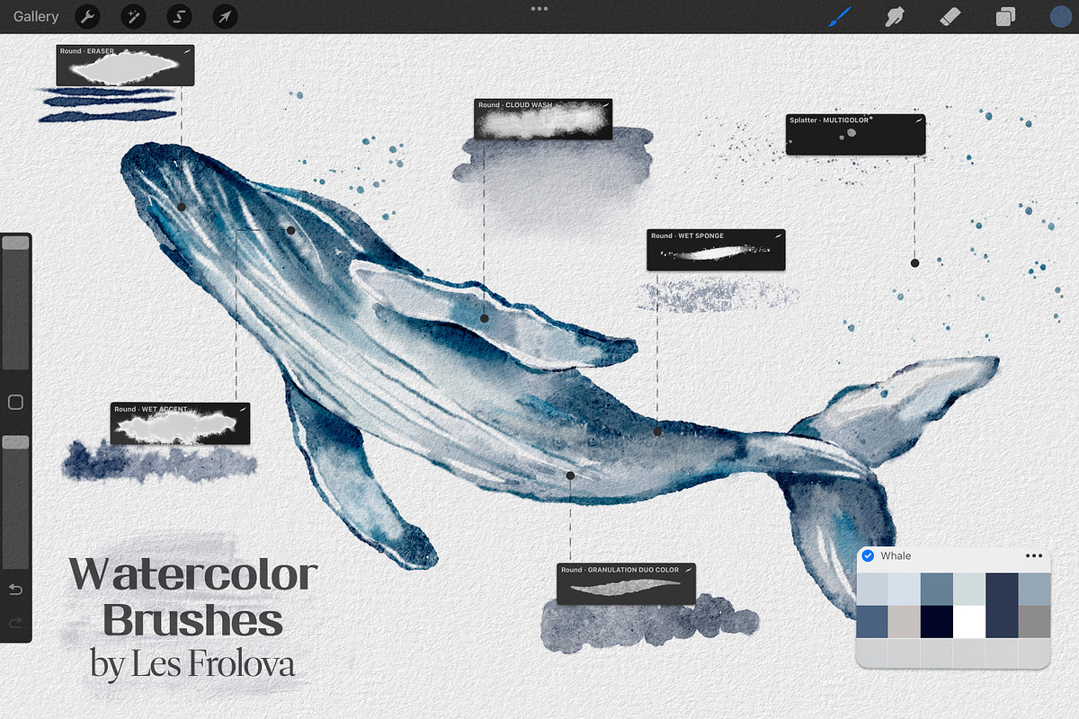 BUNDLE Watercolor Procreate Brushes, a Brush Add-On by Les Frolova (Photo 9 of 17)