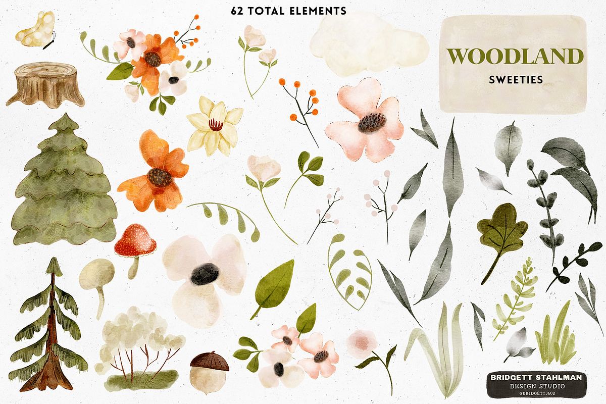 Watercolor Woodland Sweeties, a Background Graphic by Bridgett Stahlman Design (Photo 5 of 8)