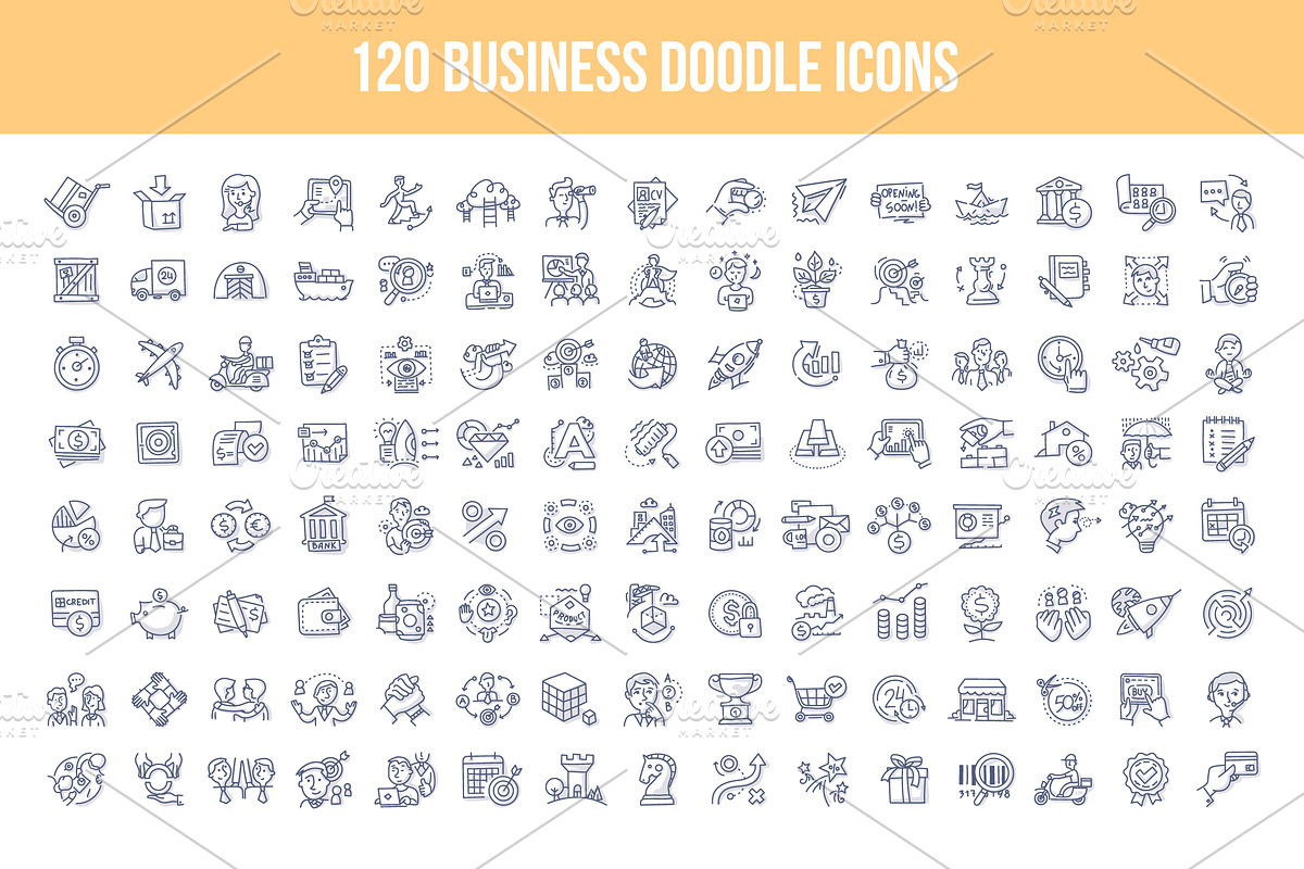 120 Business Doodle Icons, an Icon by Rassko (Photo 1 of 3)