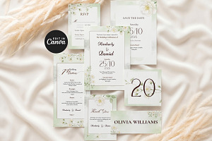 Sage Green Wedding Invitation Suite, an Invitation Template by Arslan