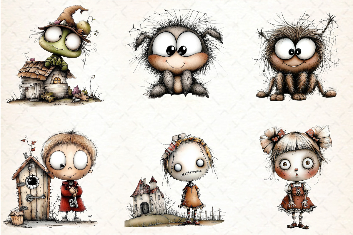 Whimsical Halloween Clipart Bundle, an Illustration by DreamCafeArt (Photo 5 of 8)