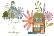 Cozy houses clipart and pattern set, an Object Illustration by Yelloo Fish (Thumbnail 4 of 12)