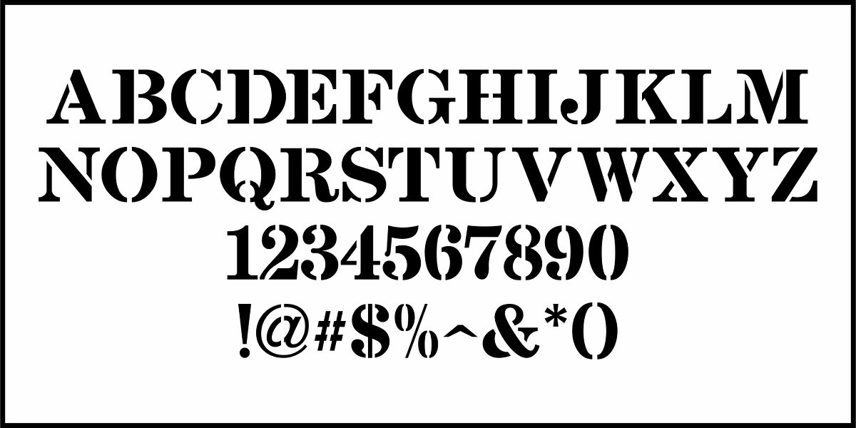 Stenciled Message JNL, a Font by Jeff Levine Fonts (Photo 3 of 5)