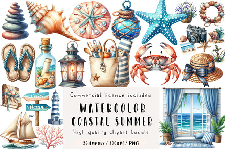Coastal Summer Sublimation Clipart, an Illustration by CreationArt