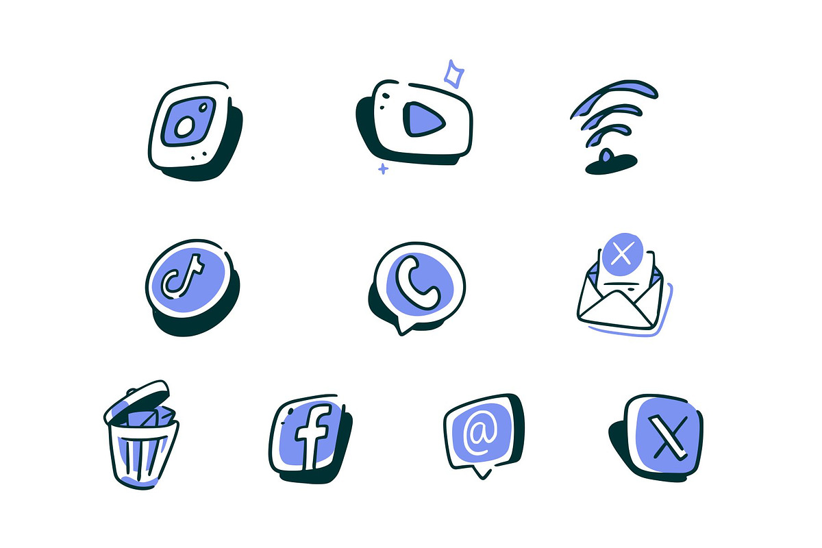 Social Media Icon Doodle Style Vol 2, an Object Graphic by SLAB! Design (Photo 2 of 3)