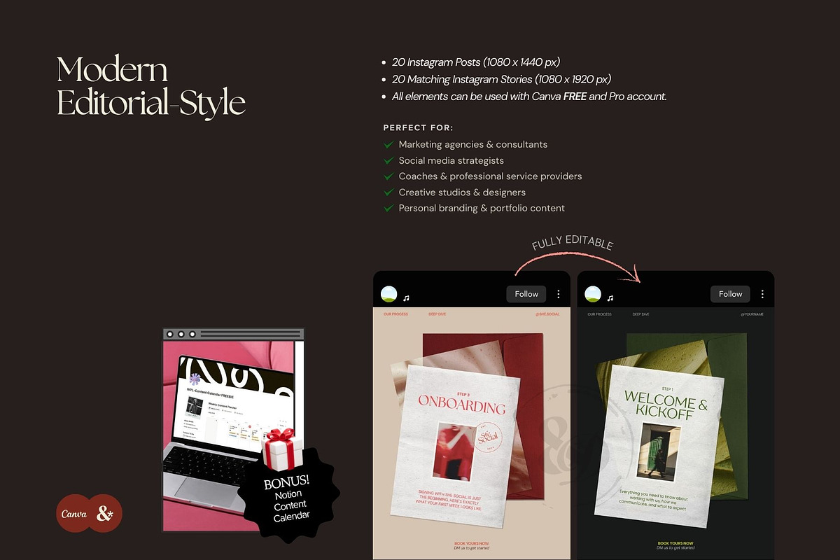 Red Editorial Instagram Template, a Social Media Template by And Done Studio (Photo 7 of 8)