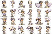 Whimsical Valentine Boy Clipart, an Illustration by designcity5 (Thumbnail 2 of 5)