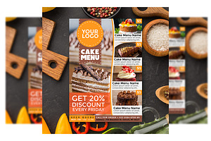 Cake flyer menu template
