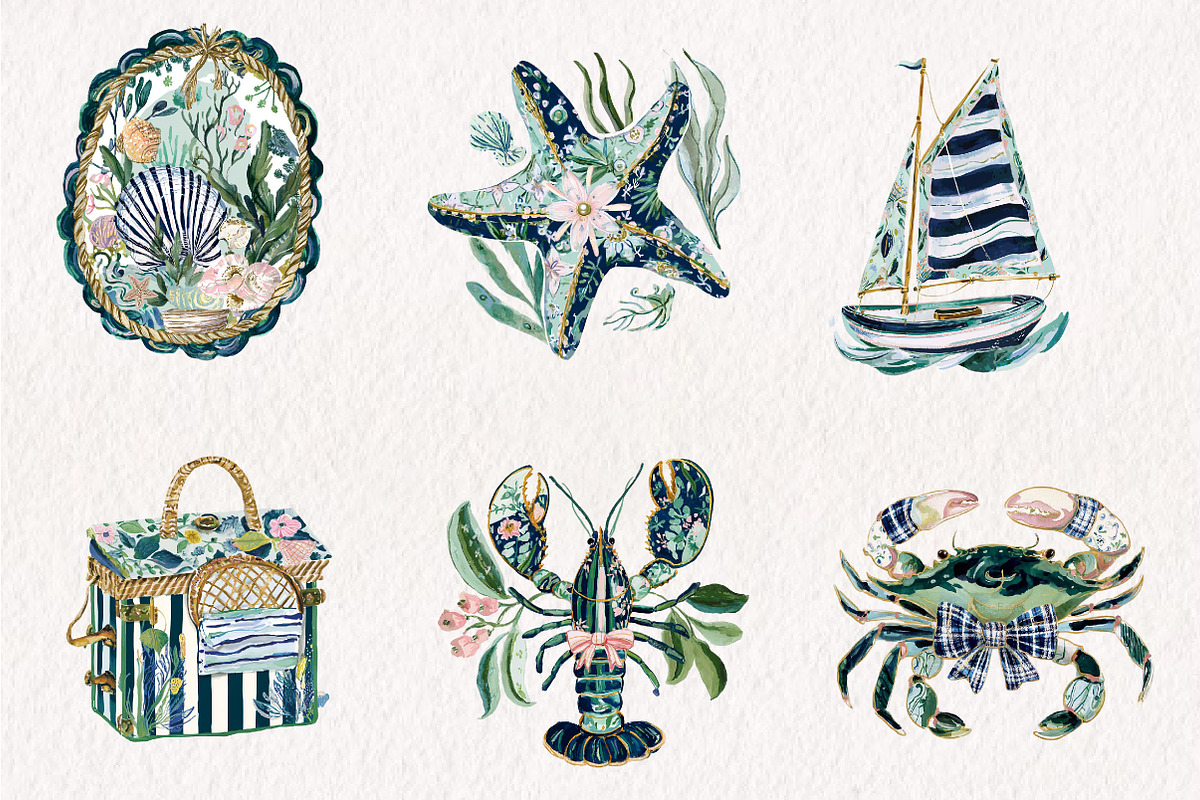 Preppy Coastal Clipart Png, a Seasonal Illustration by CreationArt (Photo 2 of 7)