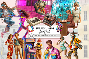 SURREAL 1980S CLIPART PACK, a Person Illustration by Daring Digies