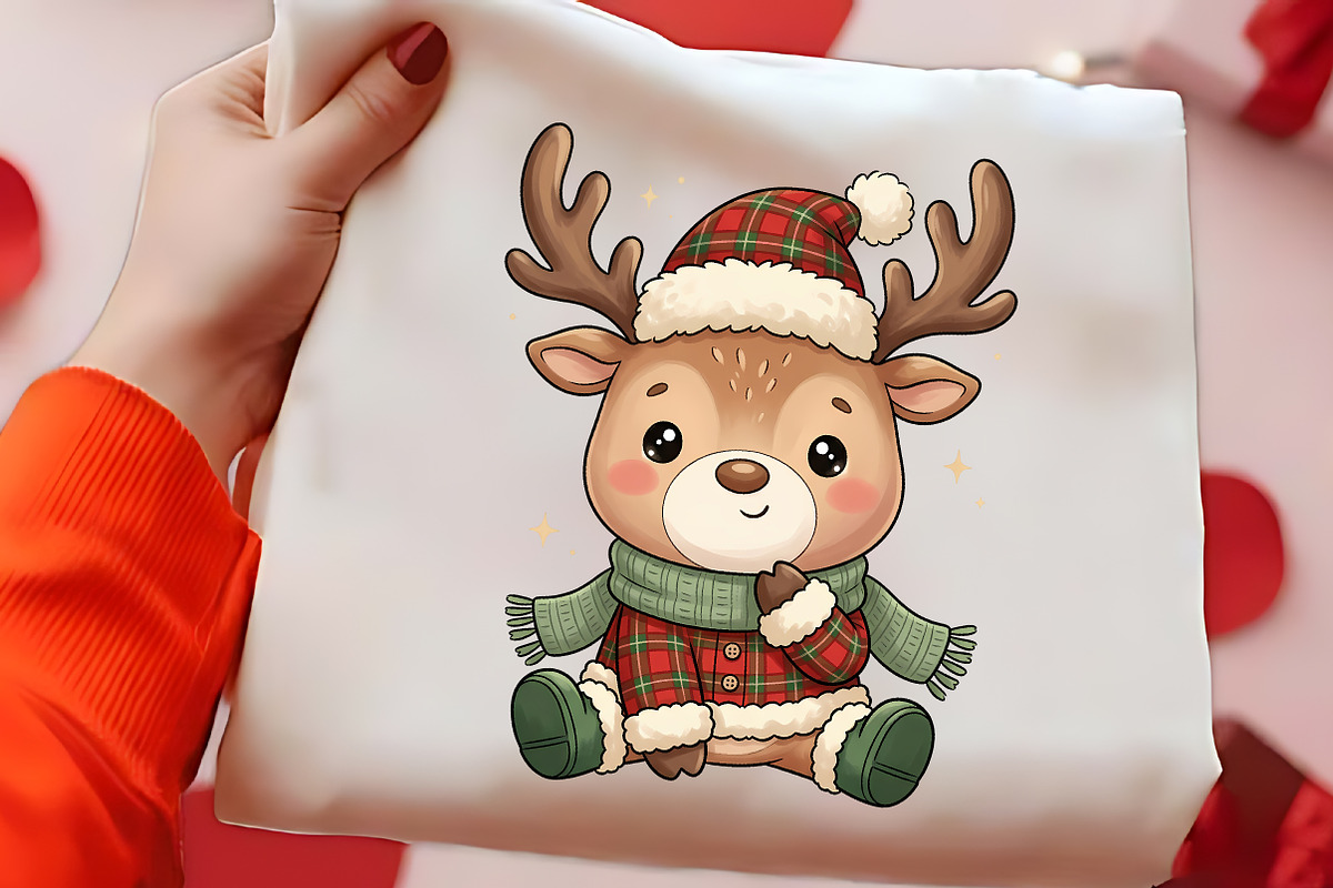 Cute Christmas Reindeer Plaid PNG, a Seasonal Illustration by CrexoraLab (Photo 2 of 4)