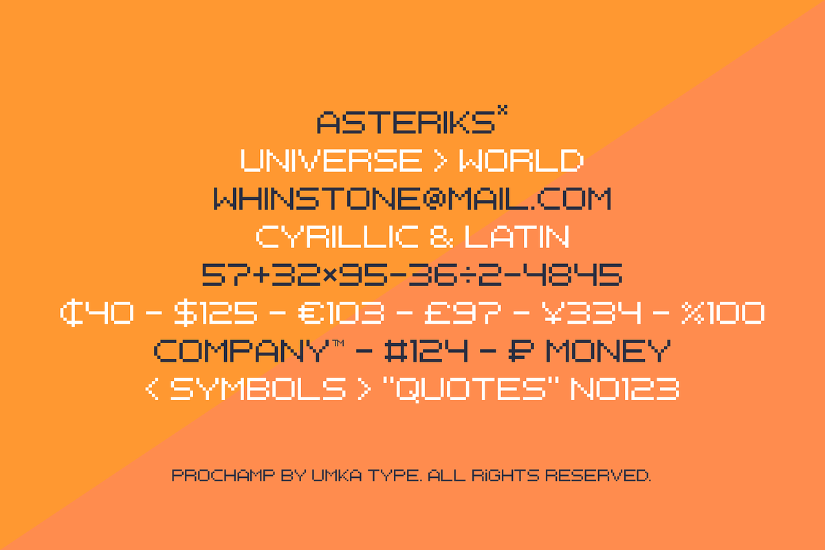 Prochamp Pixel Game Font, a Font by alpercakici (Photo 11 of 13)