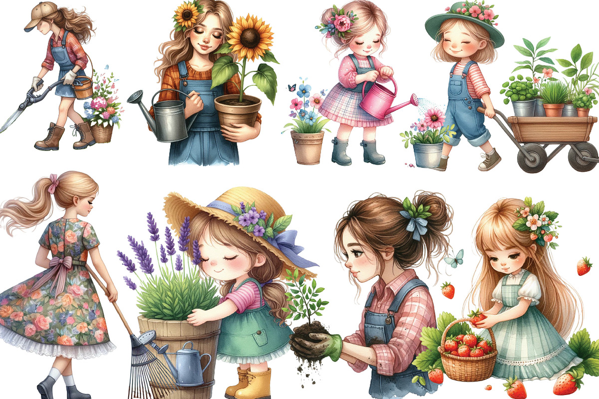 Gardening Girl Sublimation Bundle, an Illustration by Designking (Photo 4 of 4)