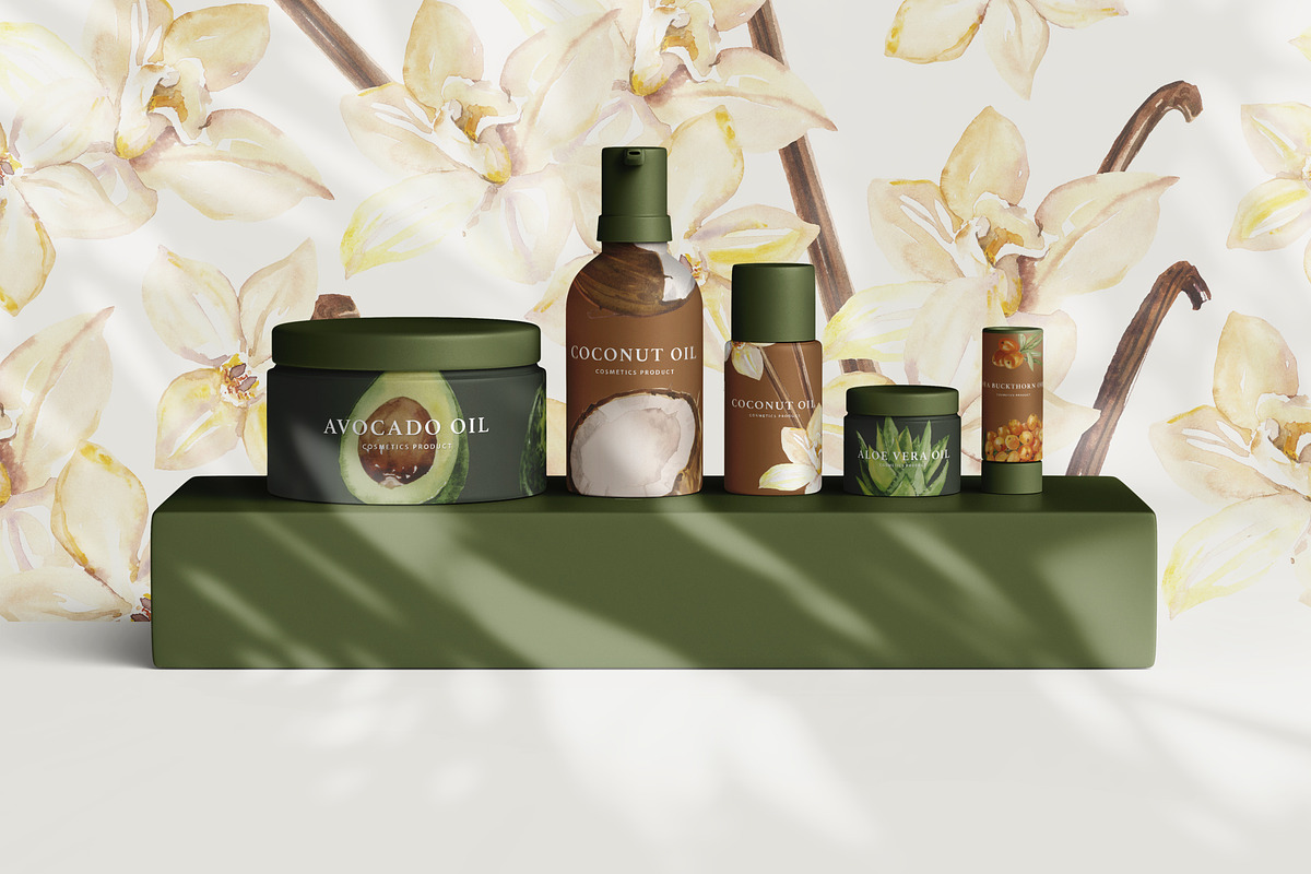 Cosmetic Ingredients Watercolor set, a Healthcare Illustration by Volha Studio (Photo 5 of 19)