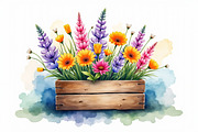 Wildflowers In Wooden Box Clipart Ki, an Illustration by hafijul (Thumbnail 6 of 14)
