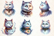 Watercolor Ghostly Cat Clipart, an Illustration by DreamCafeArt (Thumbnail 4 of 5)