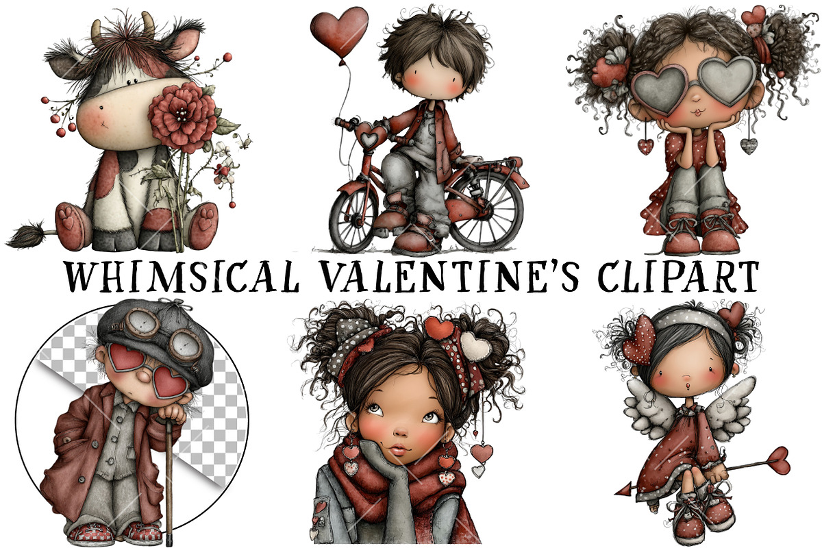 Whimsical Valentine's Clipart, an Illustration by OK Design (Photo 2 of 6)