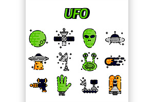 UFO Flat Icon Set