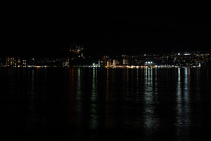 Night view of Hiroshima Bay from Miyajima island in Japan, an Architecture Photo by GoodGoods