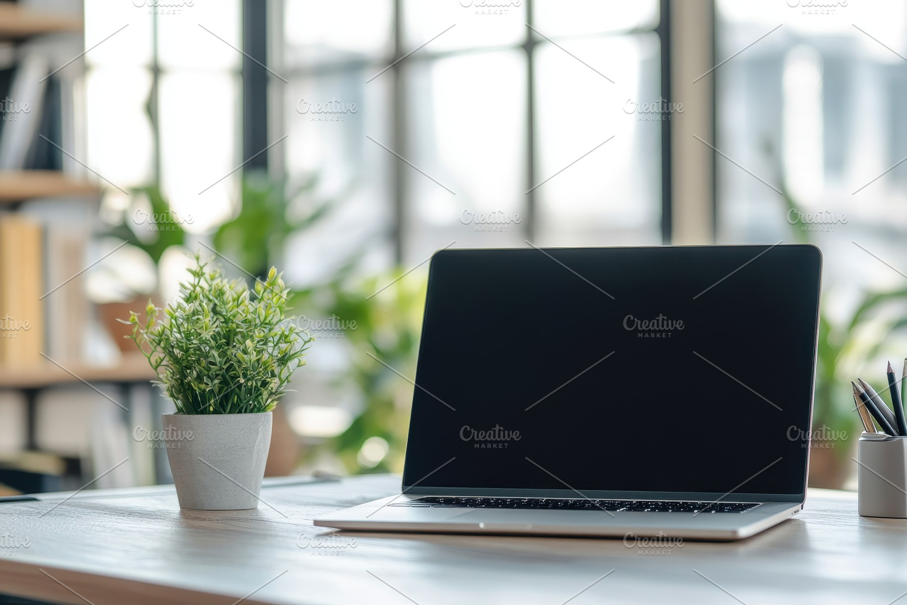 Close up view of a laptop on a woode, a Photo by Pavel_design