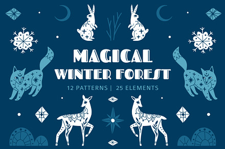 MAGIC WINTER FOREST patterns element