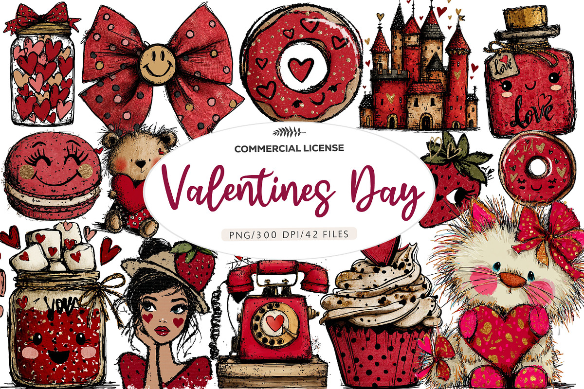 Valentines Day Clipart Png, an Illustration by CreationArt (Photo 1 of 5)