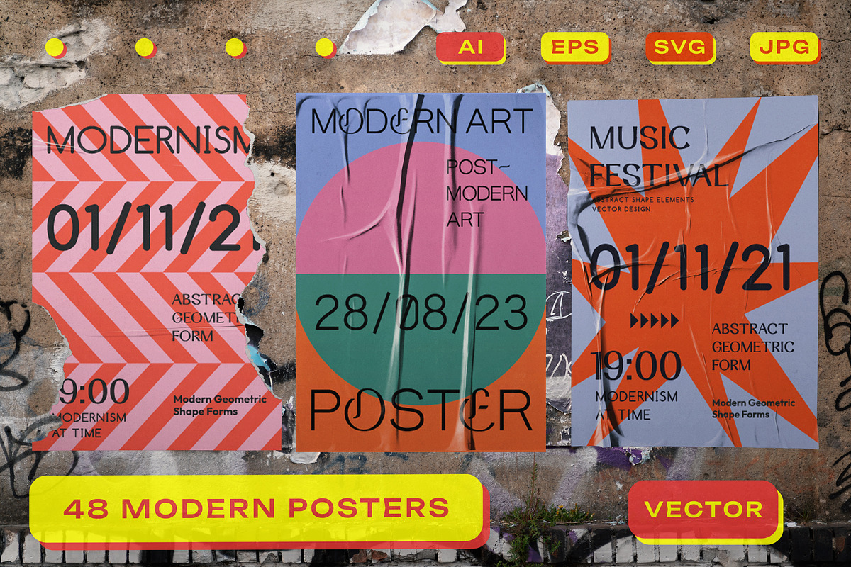 48 MODERN GEOMETRIC POSTERS, a Pattern Graphic by craftlove (Photo 1 of 6)
