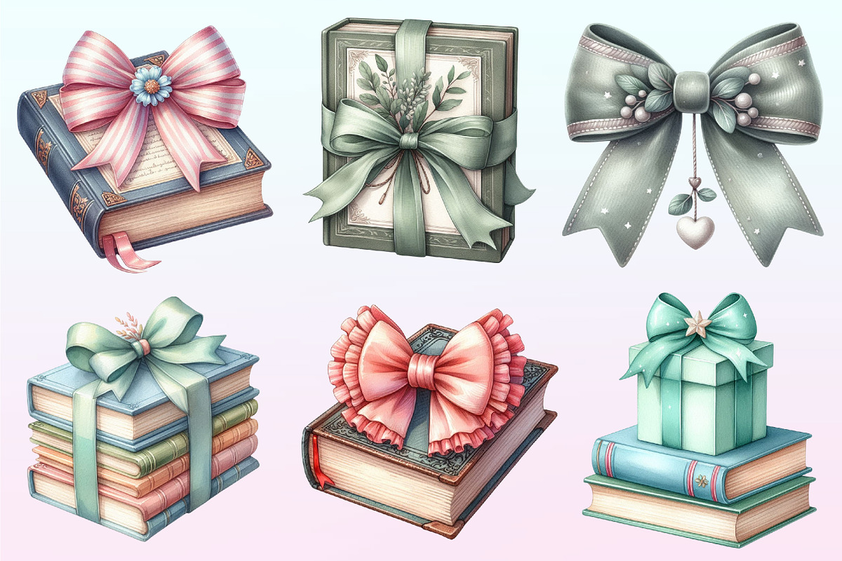 Sage Coquette Bow Book Stack Clipart, a Graphic by CitraGraphics (Photo 3 of 4)