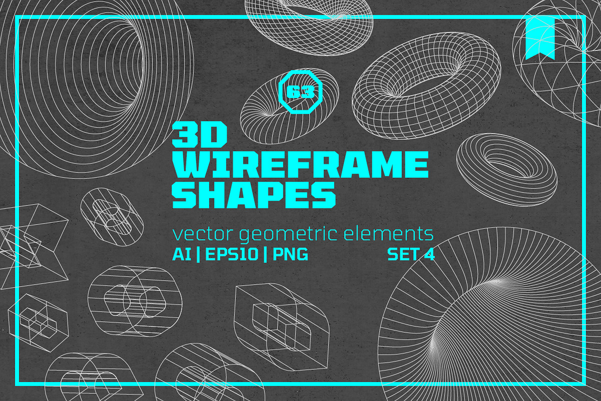 3D Wireframe Shapes | set 4, an Object Graphic by MaximGertsen (Photo 1 of 7)