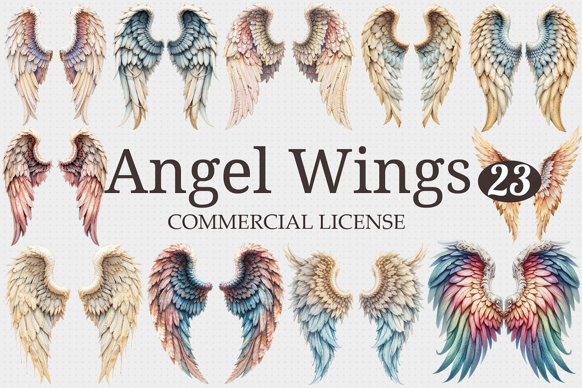 Vintage Angel Wings Clipart, a Graphic by designcity5 (Photo 1 of 5)