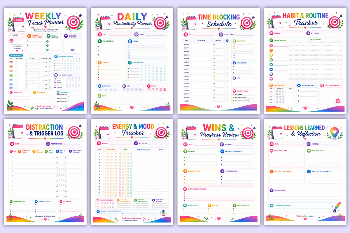 2027 ADHD Productivity Workbook Kdp, a Stationery Template by Mustafiz (Photo 4 of 4)