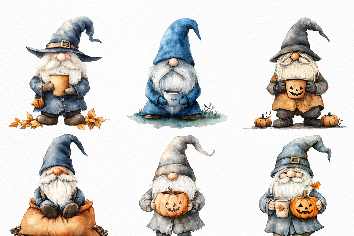 Halloween Coffee Gnome Clipart, an Illustration by Craft Nest (Photo 5 of 6)
