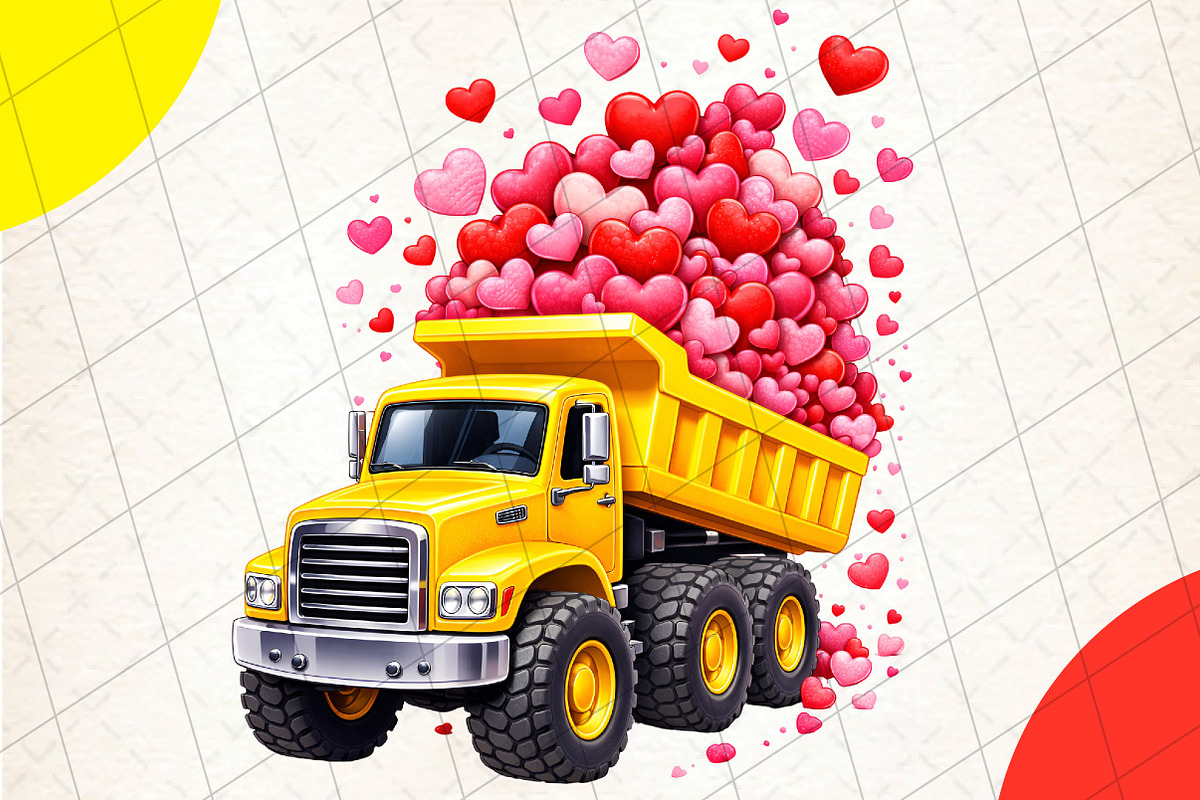 Kids Valentine’s Day Dump Truck PNG, an Illustration by DreamCafeArt (Photo 1 of 8)