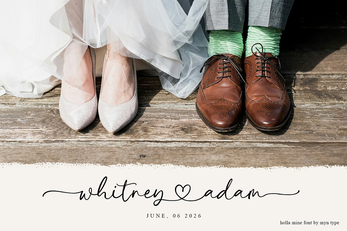 Holla Mine - Heart Swash Script Font, a Handwritten Font by Myn Type (Photo 2 of 12)