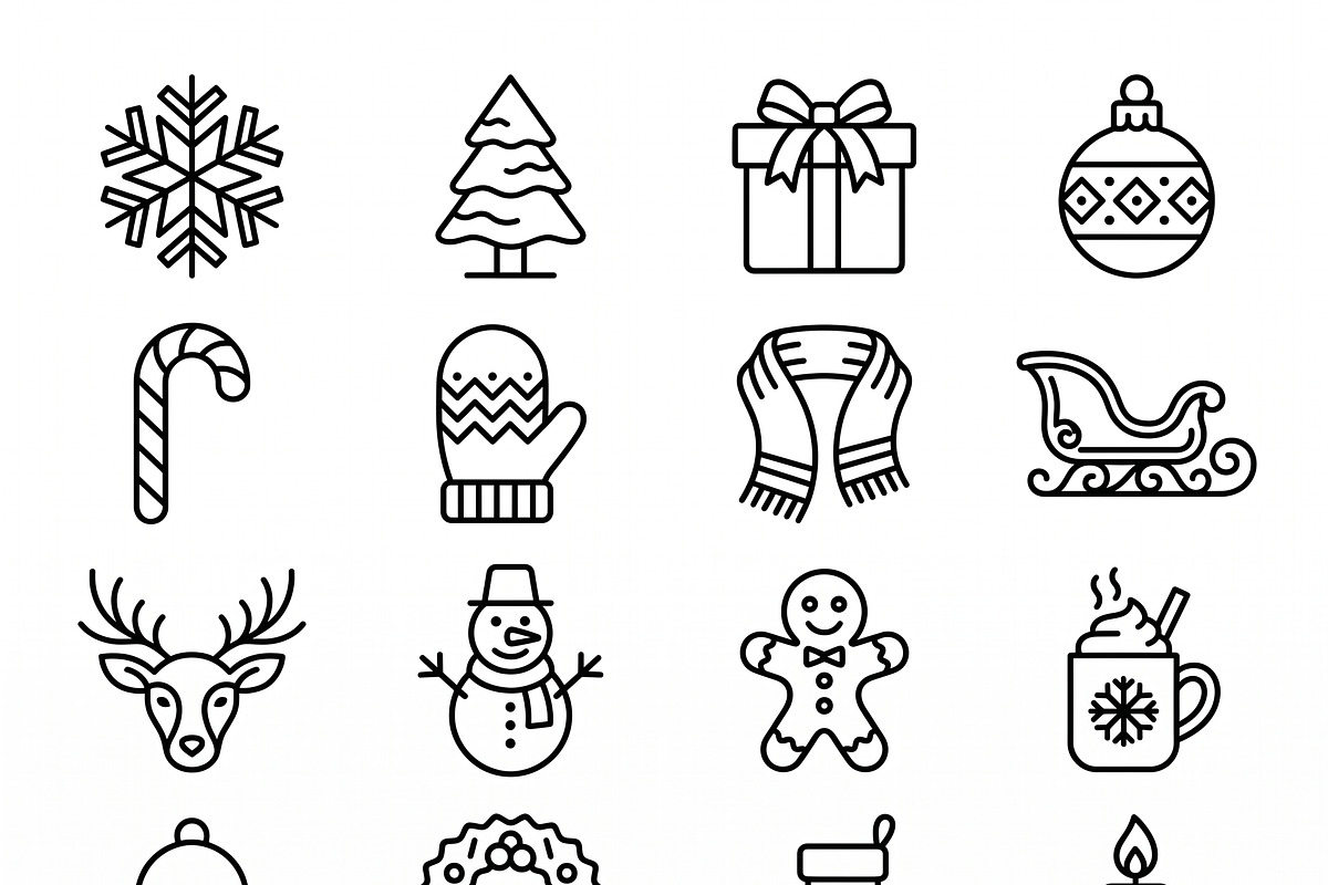 Bundles Winter Holiday Outline Icons, an Outline Icon by adenpinkstore (Photo 10 of 11)