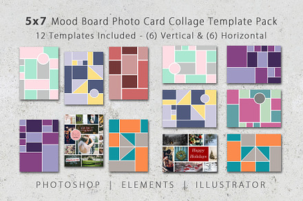 5x7 Photo Card Collage Template Pack, a Card Template by Loveurstyle Designs