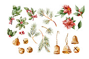 CHRISTMAS holiday Watercolor clipart, a Seasonal Illustration by Pattern + watercolor (Thumbnail 15 of 17)