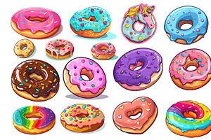 donuts sets, pink, chocolate, purple