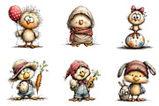 Whimsical Easter Chicken Clipart, an Illustration by CreationArt (Thumbnail 6 of 6)