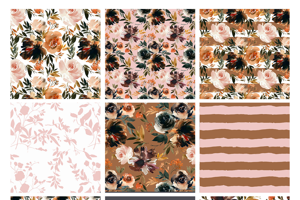 Coffe & Nude Watercolor Flowers PNG, a Decorative Illustration by whiteheartdesign (Photo 9 of 11)