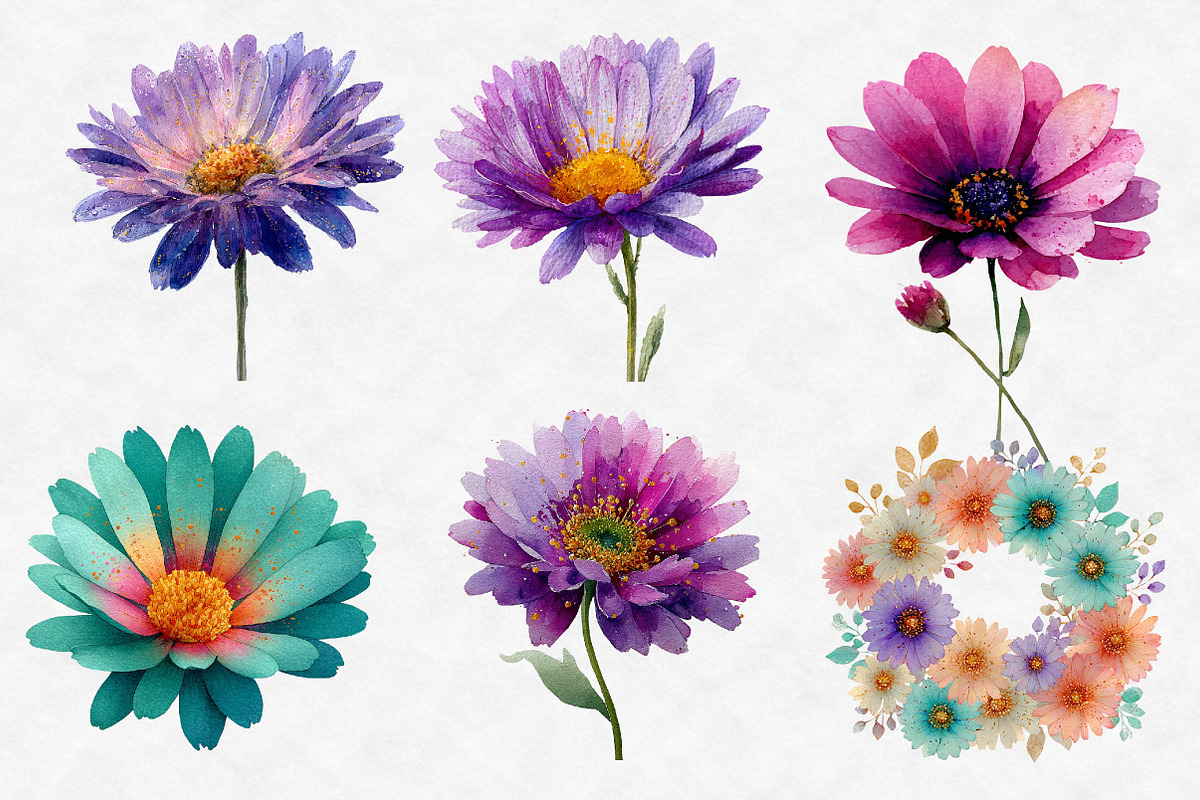 Whimsical Spring Daisy Flower Clipar, an Illustration by Designworld (Photo 3 of 4)