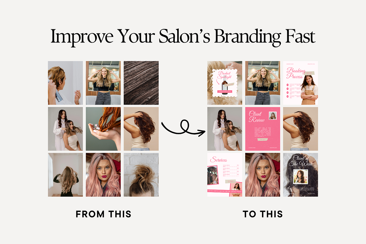 Pink Hair Salon Instagram Templates, a Social Media Template by Anna Design Studio (Photo 8 of 9)