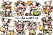 Whimsical Summer Pig Clipart Bundle, a Seasonal Illustration by OK Design (Thumbnail 1 of 6)