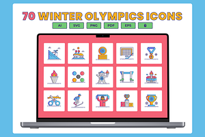 Winter Olympic Competition Icon Set, a Solid Icon by Flat Icons