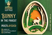 Bunny in the Forest 3D Layered SVG, an Animal Illustration by pixaroma (Thumbnail 1 of 8)