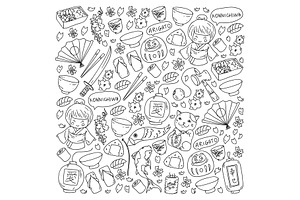Japan. Vector pattern with japanese