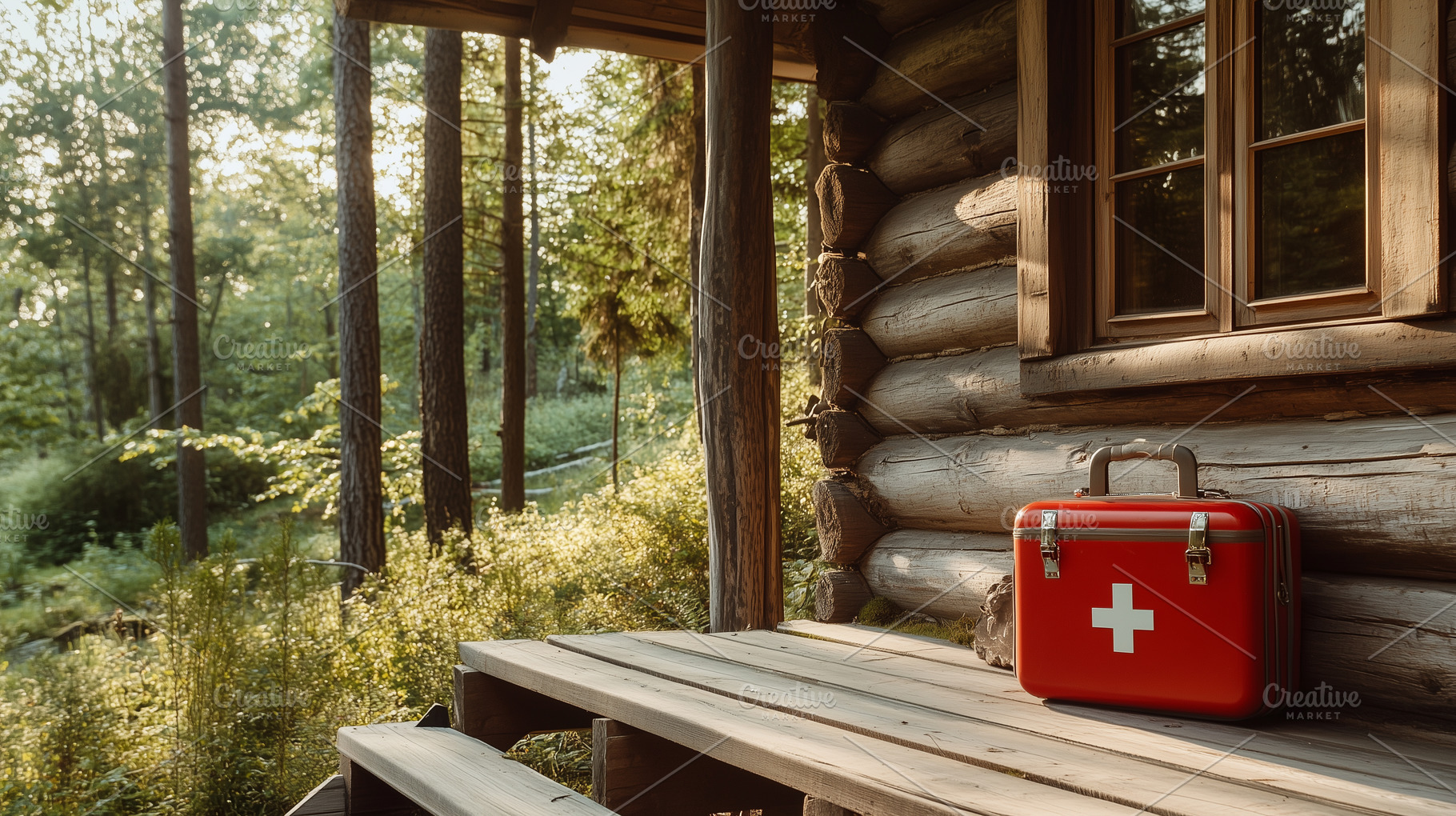 First aid kit on a wooden porch, a Health & Medical Photo by MistyDay