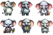 Watercolor Funny Grumpy Elephant PNG, an Illustration by CraftArtStudio (Thumbnail 2 of 5)