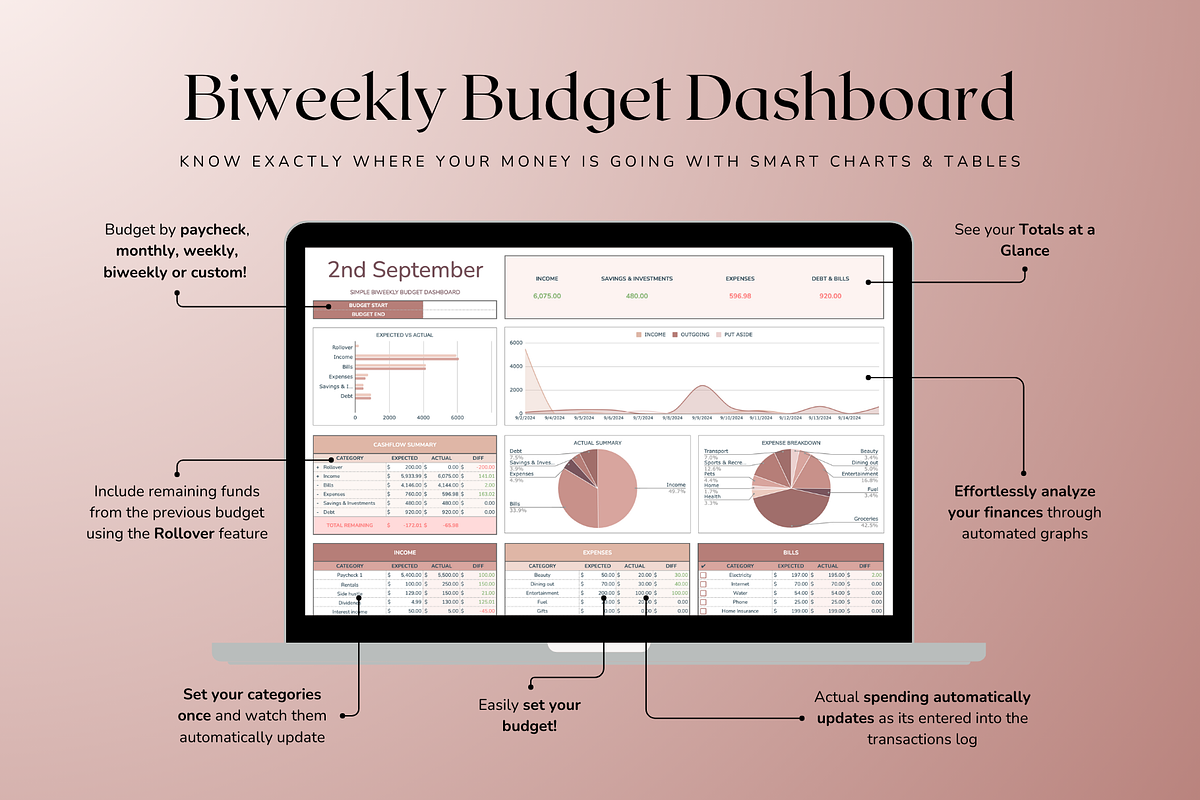 Simple Biweekly Budget - Neutral, a Templates & Theme by The Creative Plans co (Photo 4 of 10)