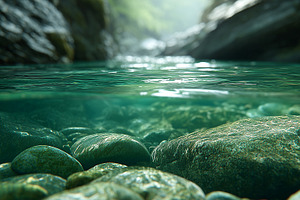 Serene underwater scene with smooth, a Nature Photo by MistyDay